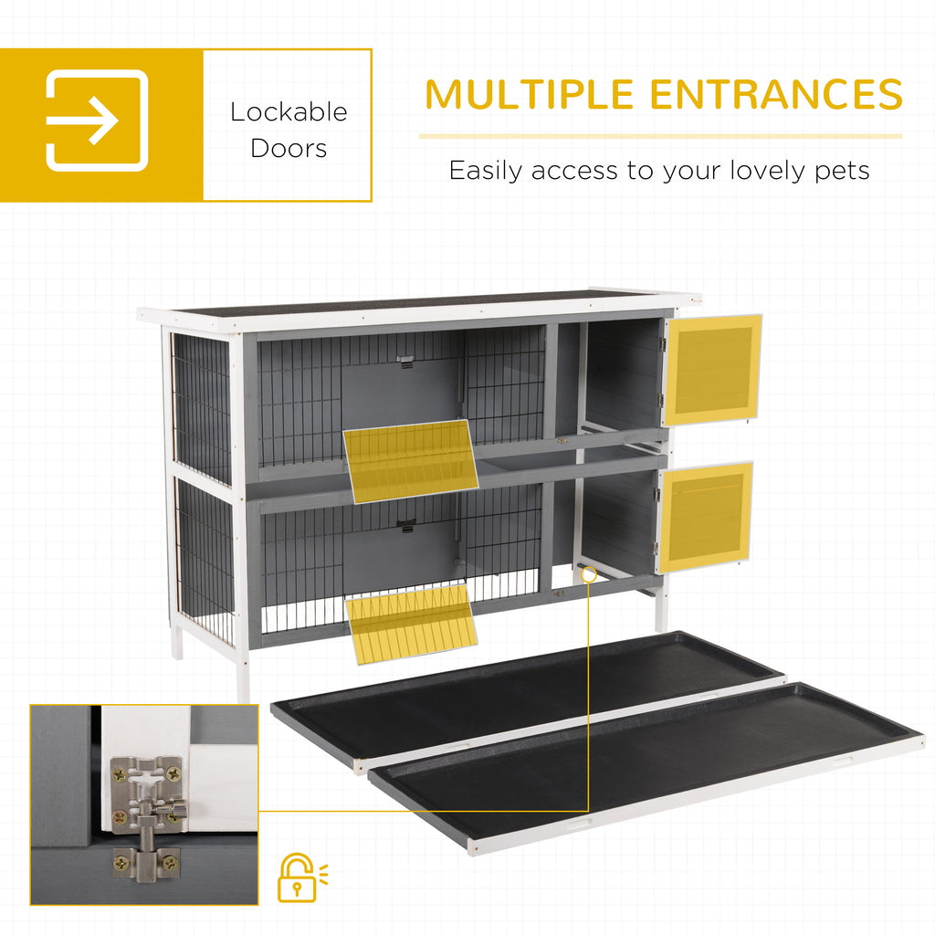 Large 2-Story Rabbit Hutch for Small Animals with Lockable Doors – view 9
