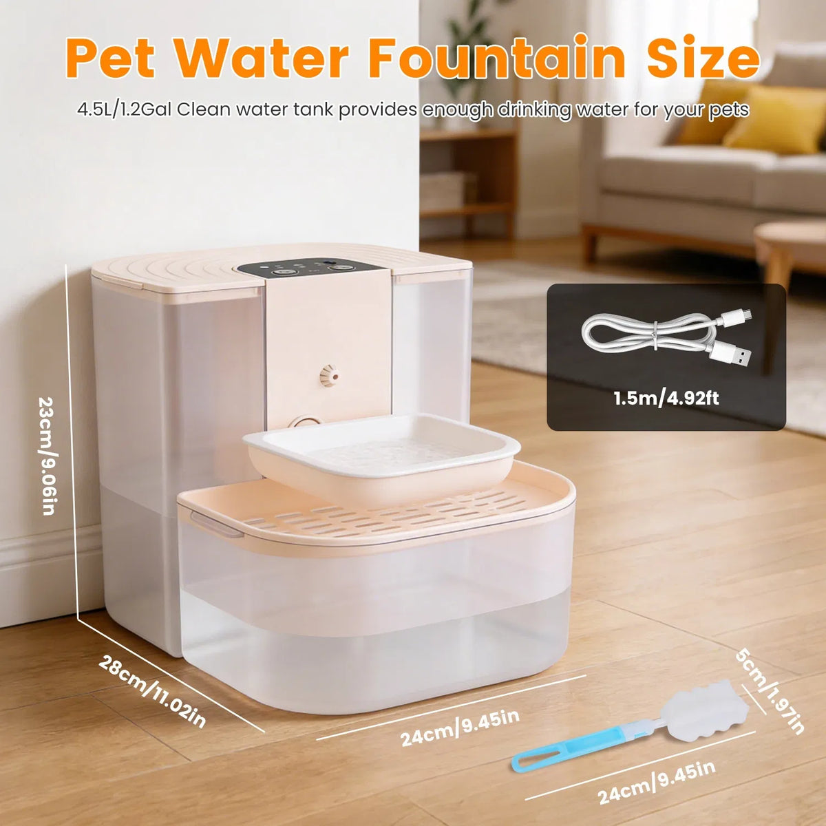 Cordless Dog Cat Water Fountain 4.5L – view 12