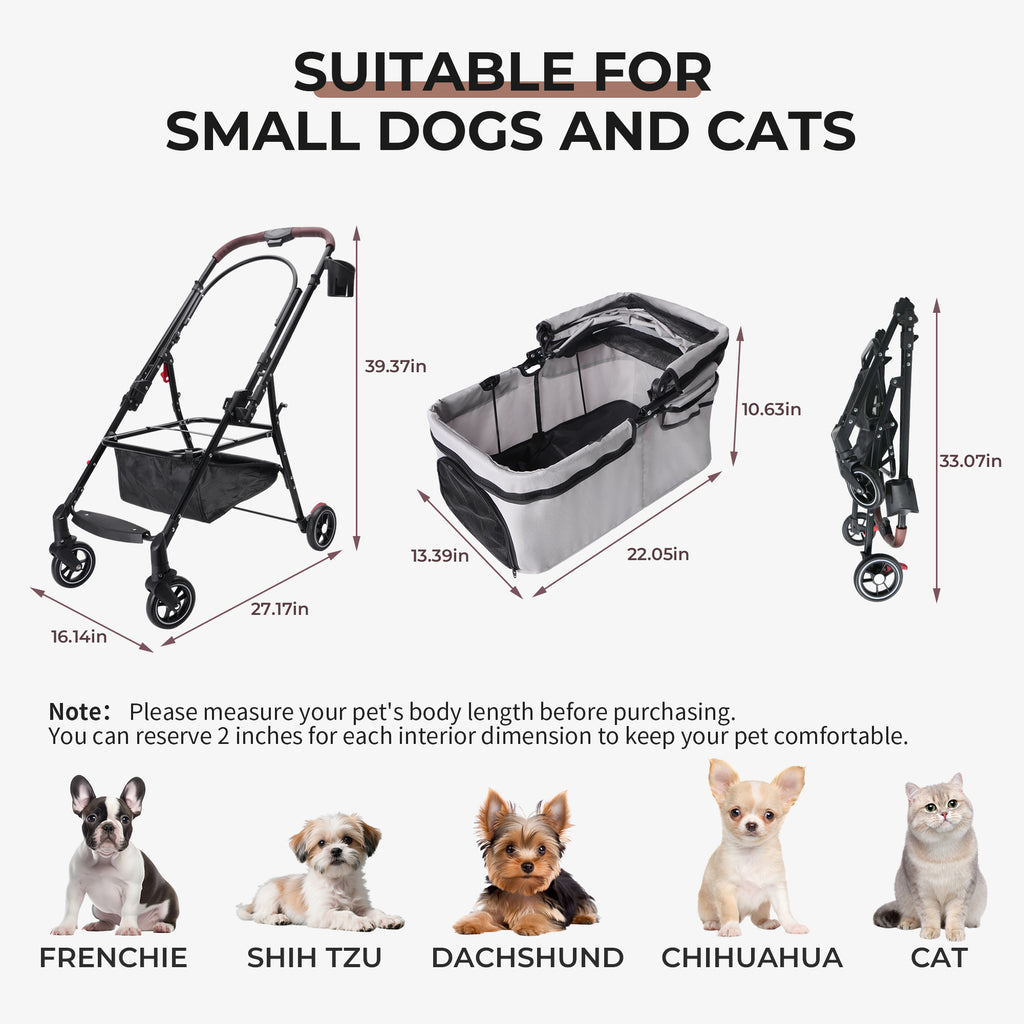 Foldable Pet Stroller For Small Dogs & Cats – view 10