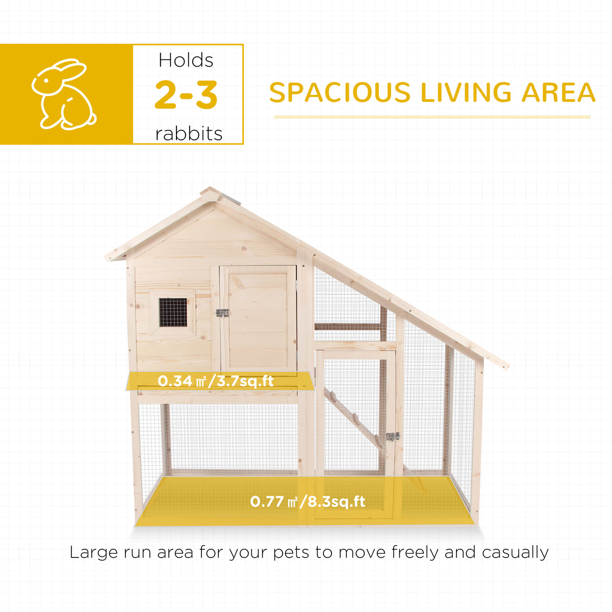 2-Tier Wooden Rabbit Hutch for Small Animals – view 9