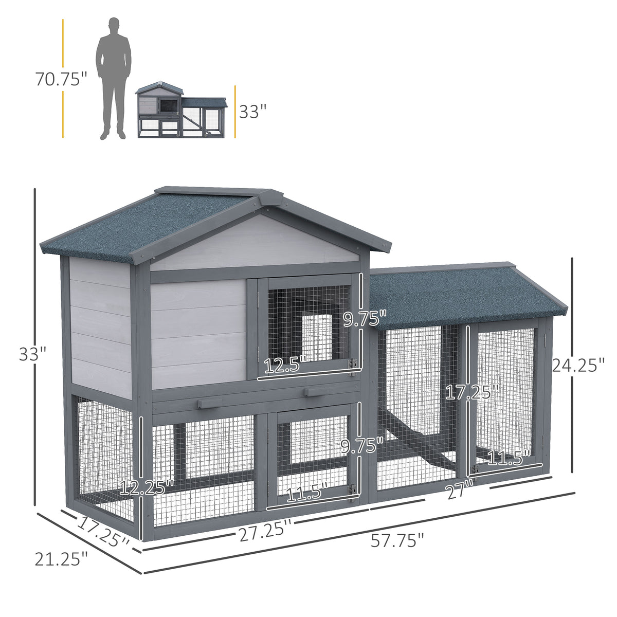 Large Rabbit Hutch with Run for Indoor and Outdoor Use – view 9