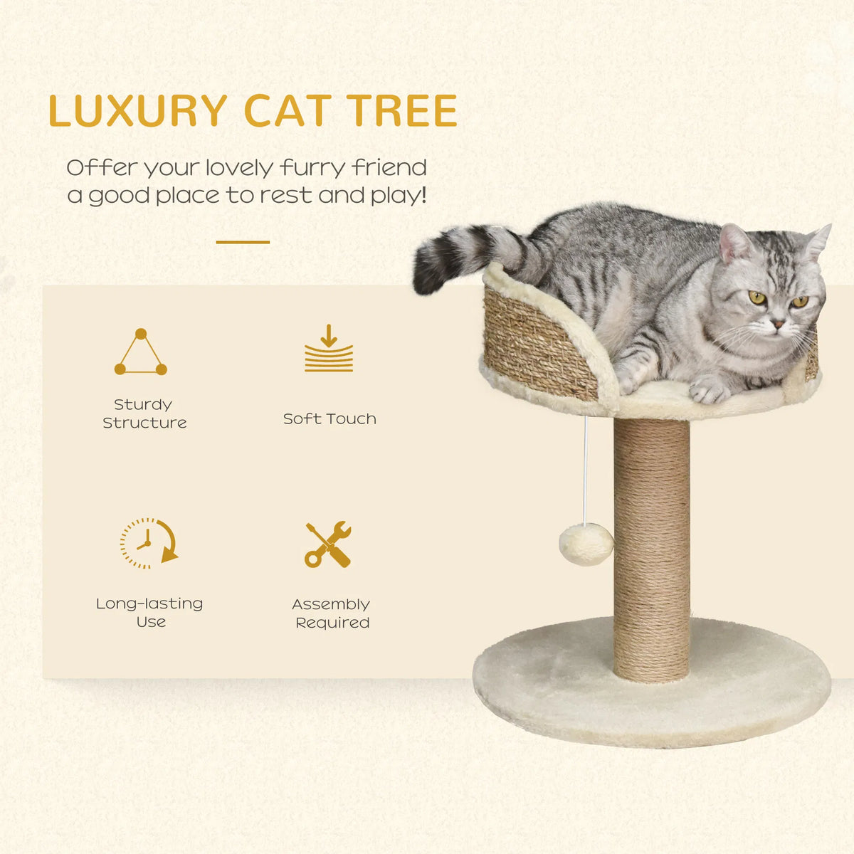 Small Cat Tower with Scratching Post and Toy – view 7