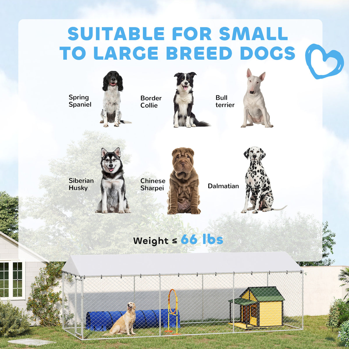 Dog Kennel Outdoor for Small to Large Dogs with Waterproof Roof – view 7