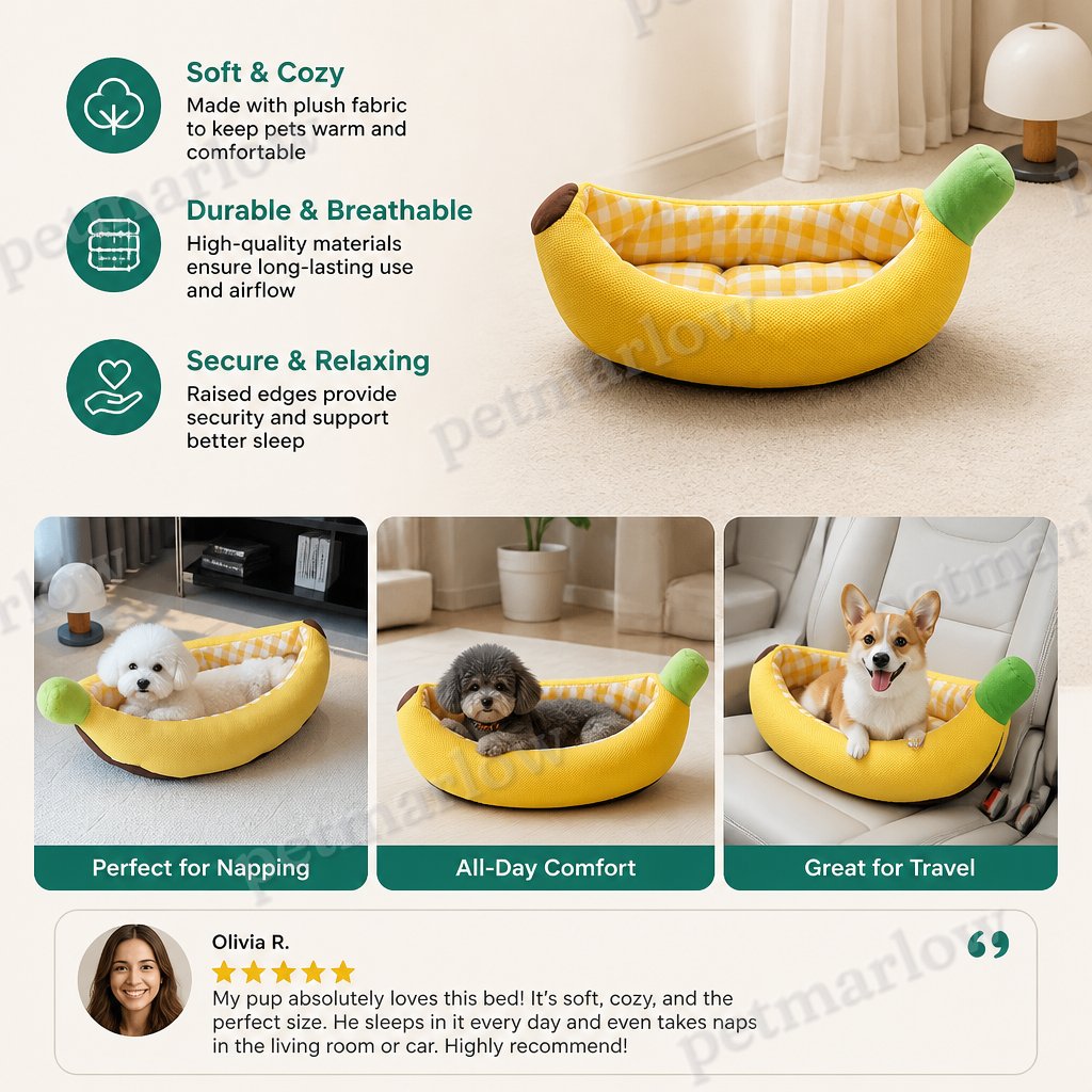 Banana-Shaped Cozy Pet Bed for Dogs – view 5