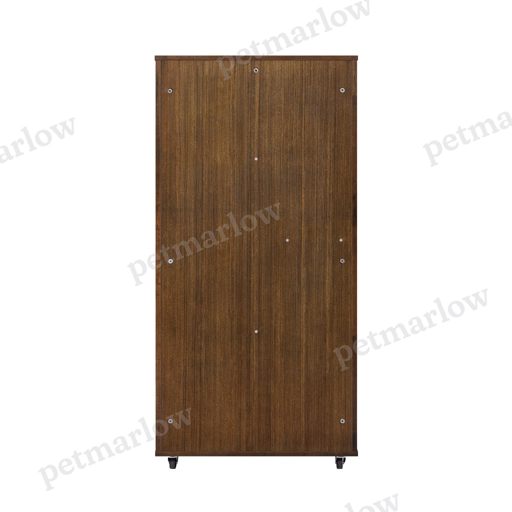 Indoor Rubber Wood Cat Cabinet with Wheels – view 3