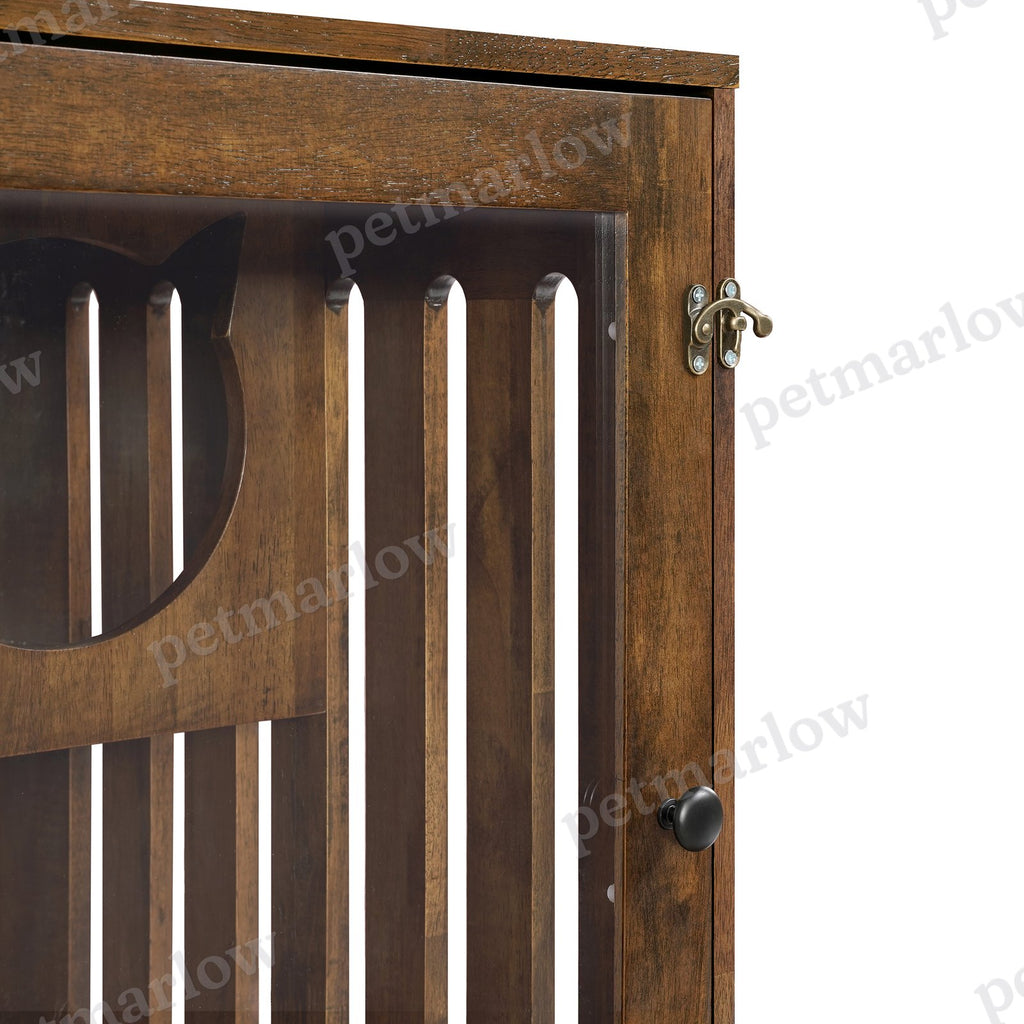 Indoor Rubber Wood Cat Cabinet with Wheels – view 4