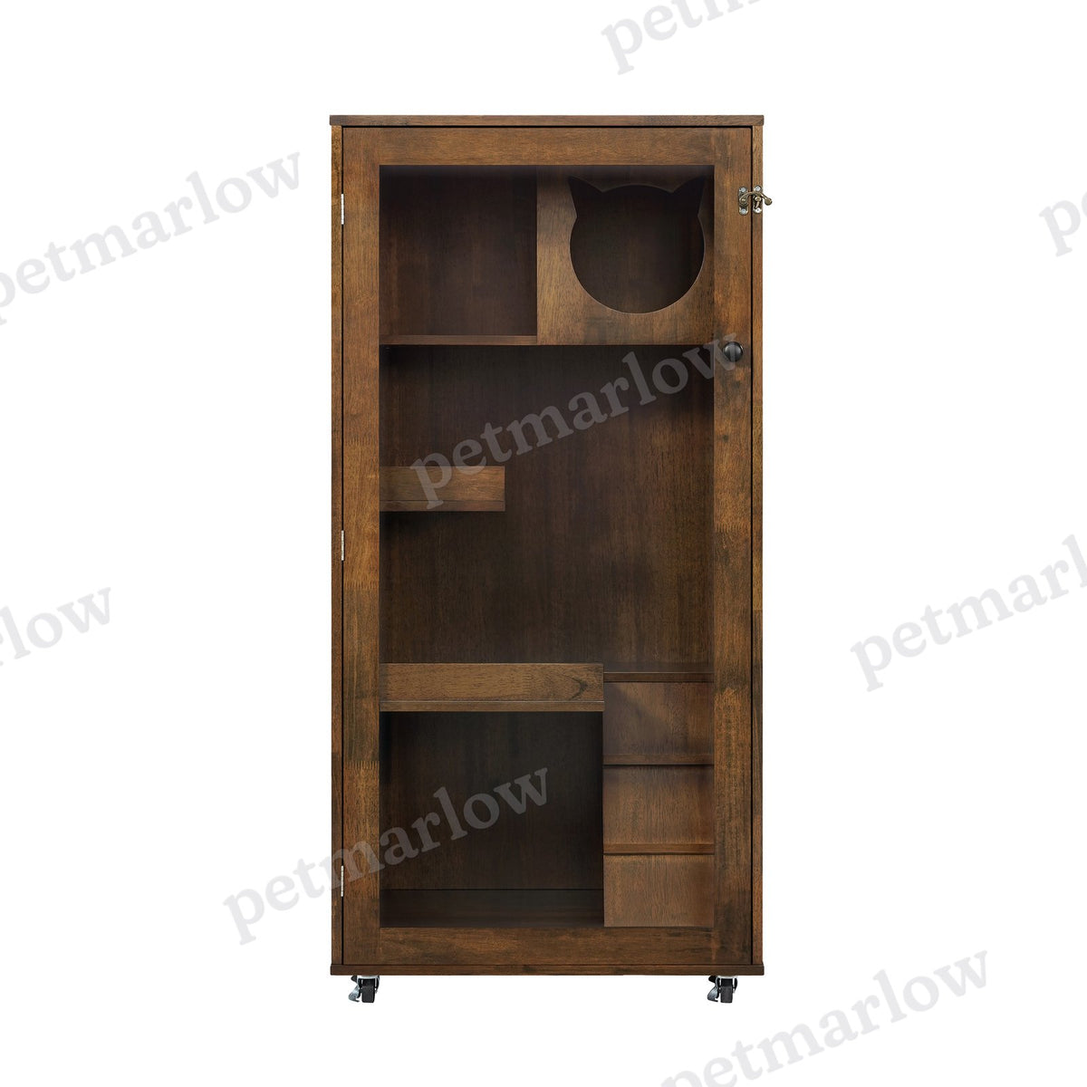 Indoor Rubber Wood Cat Cabinet with Wheels – view 6