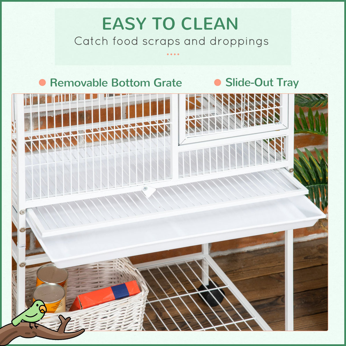 Large Parrot Cage with Perches and Rolling Stand – view 9