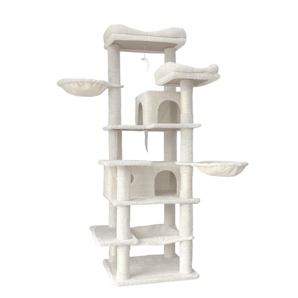 Multi-Level Beige Cat Tree with Hammocks and Scratching Posts – view 10