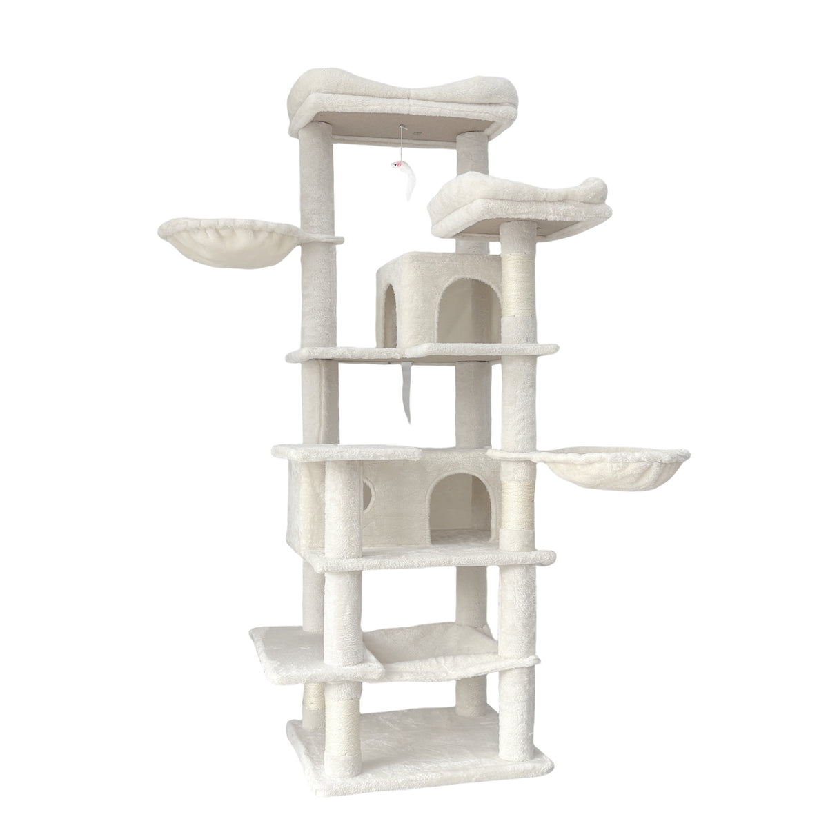 Multi-Level Beige Cat Tree with Hammocks and Scratching Posts – view 10
