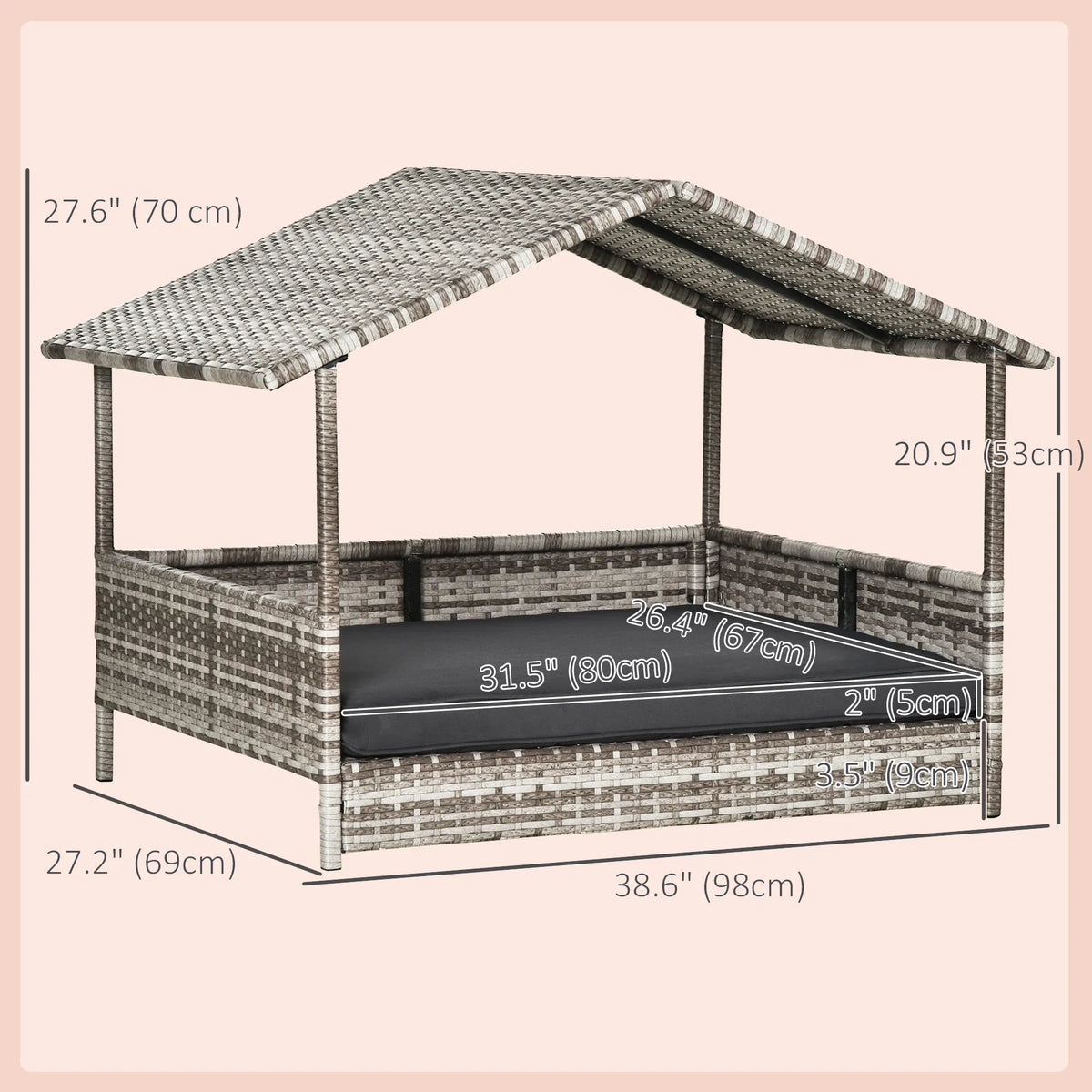 Wicker Pet House Dog Bed for Indoor and Outdoor Comfort – view 7