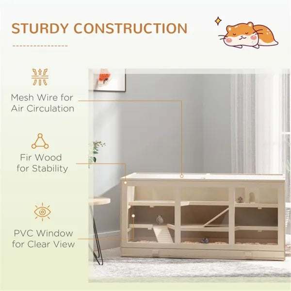 Wooden Hamster Cage with Multiple Levels for Small Animals – view 7