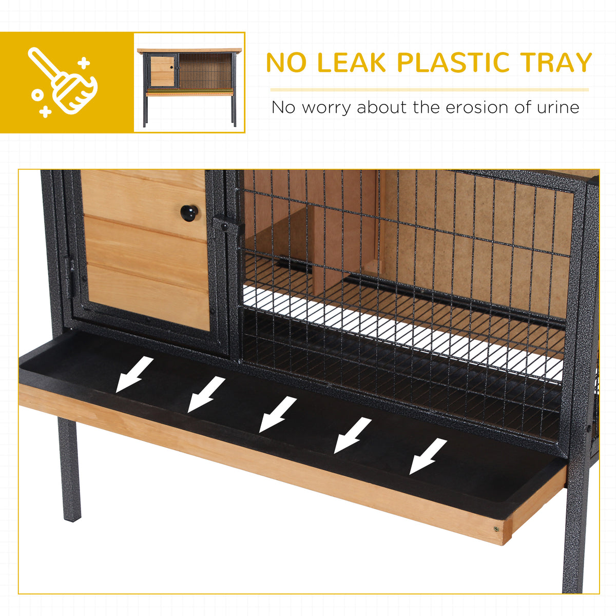 Rabbit Hutch Elevated Small Animal Habitat with Metal Frame – view 7