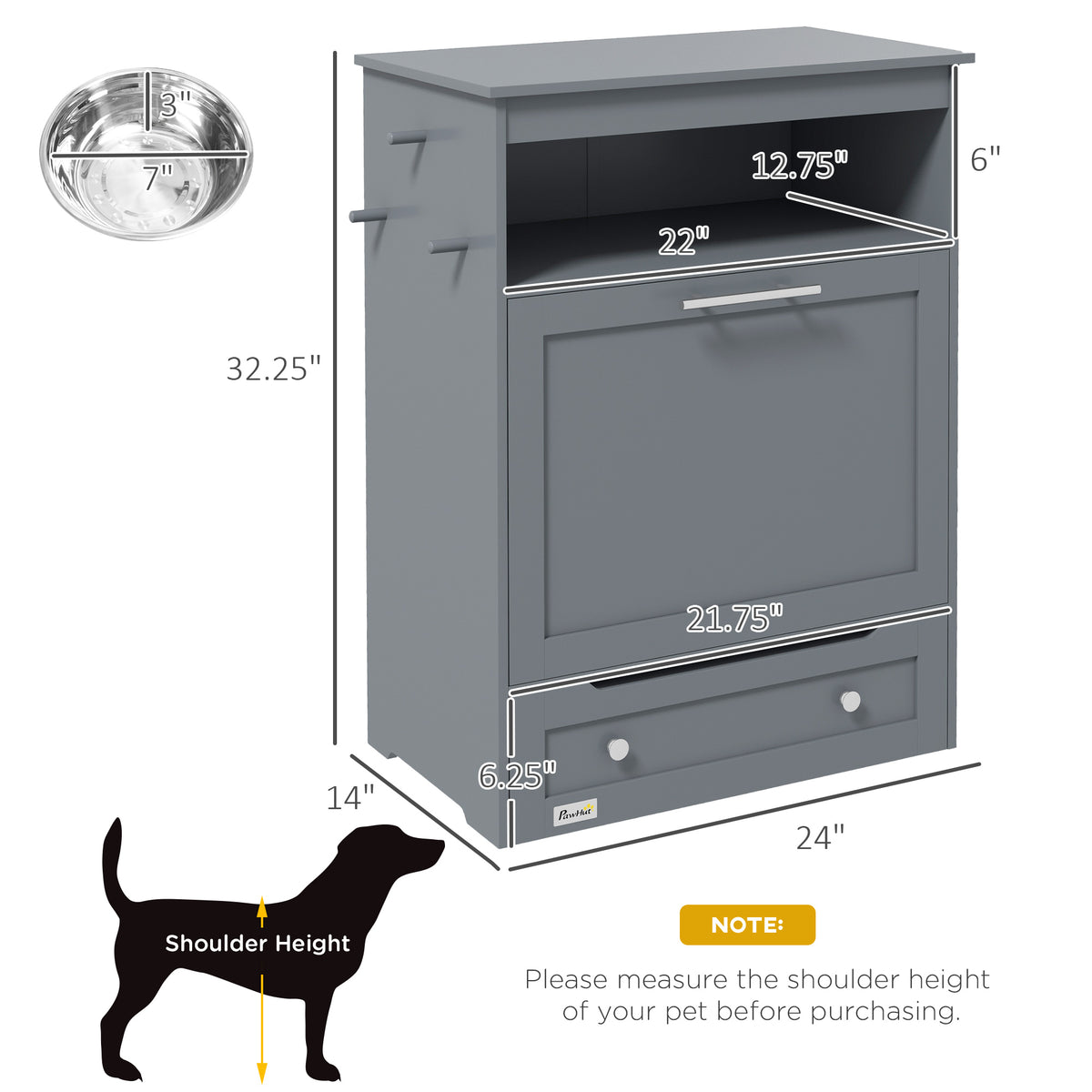 Pet Feeder Station with Storage Cabinet for Dogs – view 9