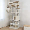 Beige Cat Tree Tower with Large Condo and Scratching Post