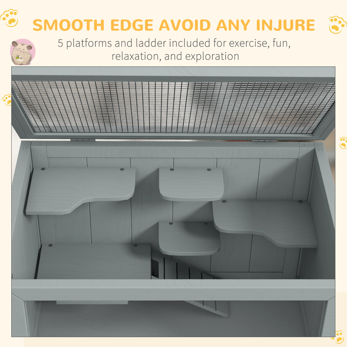 Wooden Hamster Cage with Openable Top and Storage Shelf – view 7