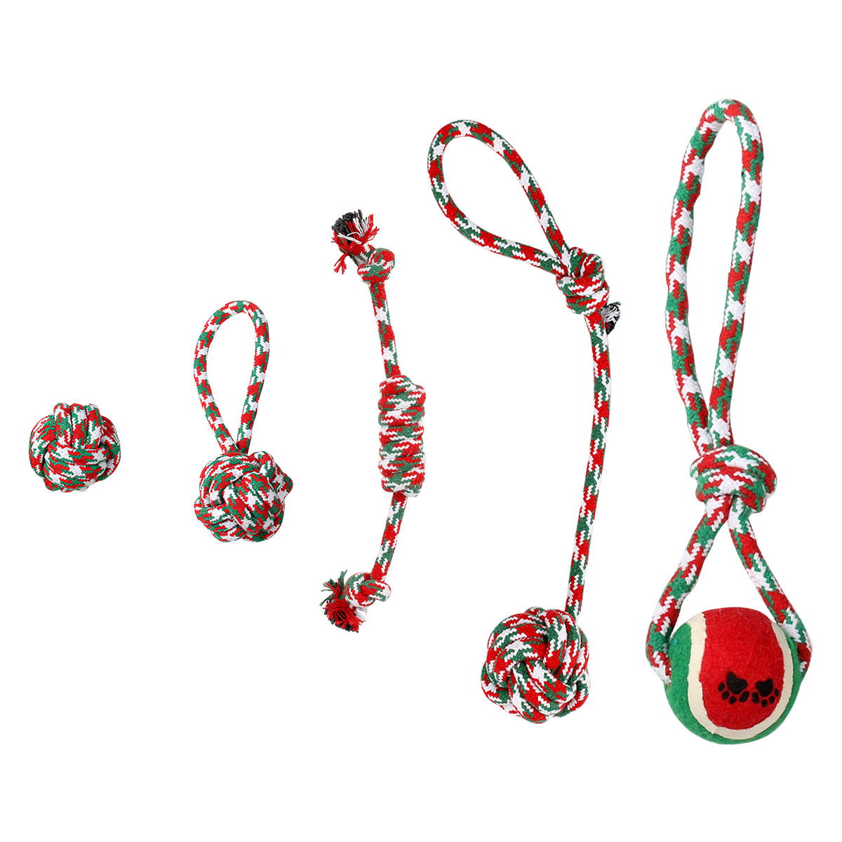 Christmas Rope Chew Toys for Dogs, 5-Pack