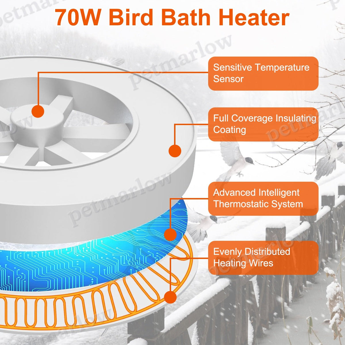 Bird Bath Heater Keeps Water Warm for Winter – view 5