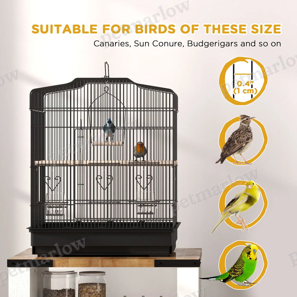 Bird Cage for Small Birds with Perches and Feeders – view 4