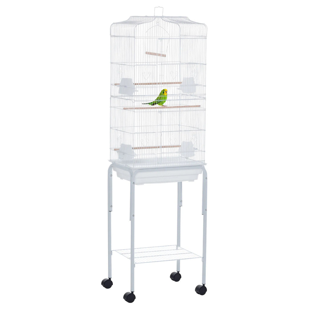 Bird Cage with Play Top and Storage Shelf for Small Birds