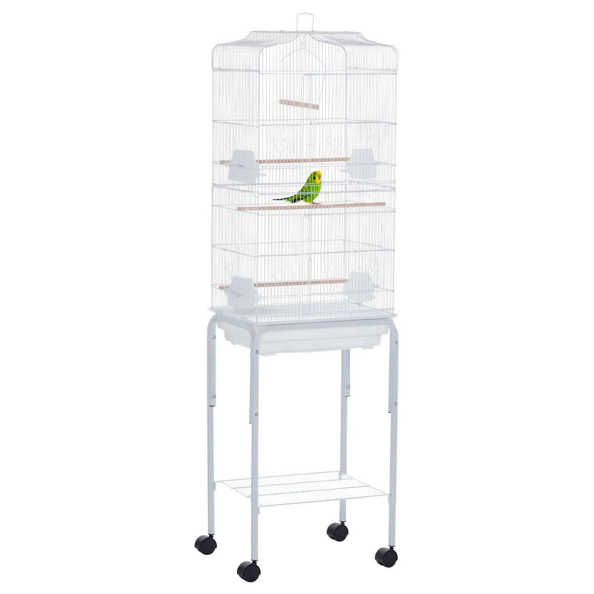 Bird Cage with Play Top and Storage Shelf for Small Birds