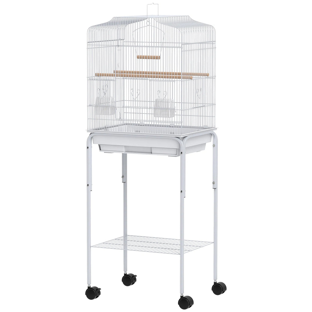 Bird Cage with Play Top and Storage Shelf for Small Birds