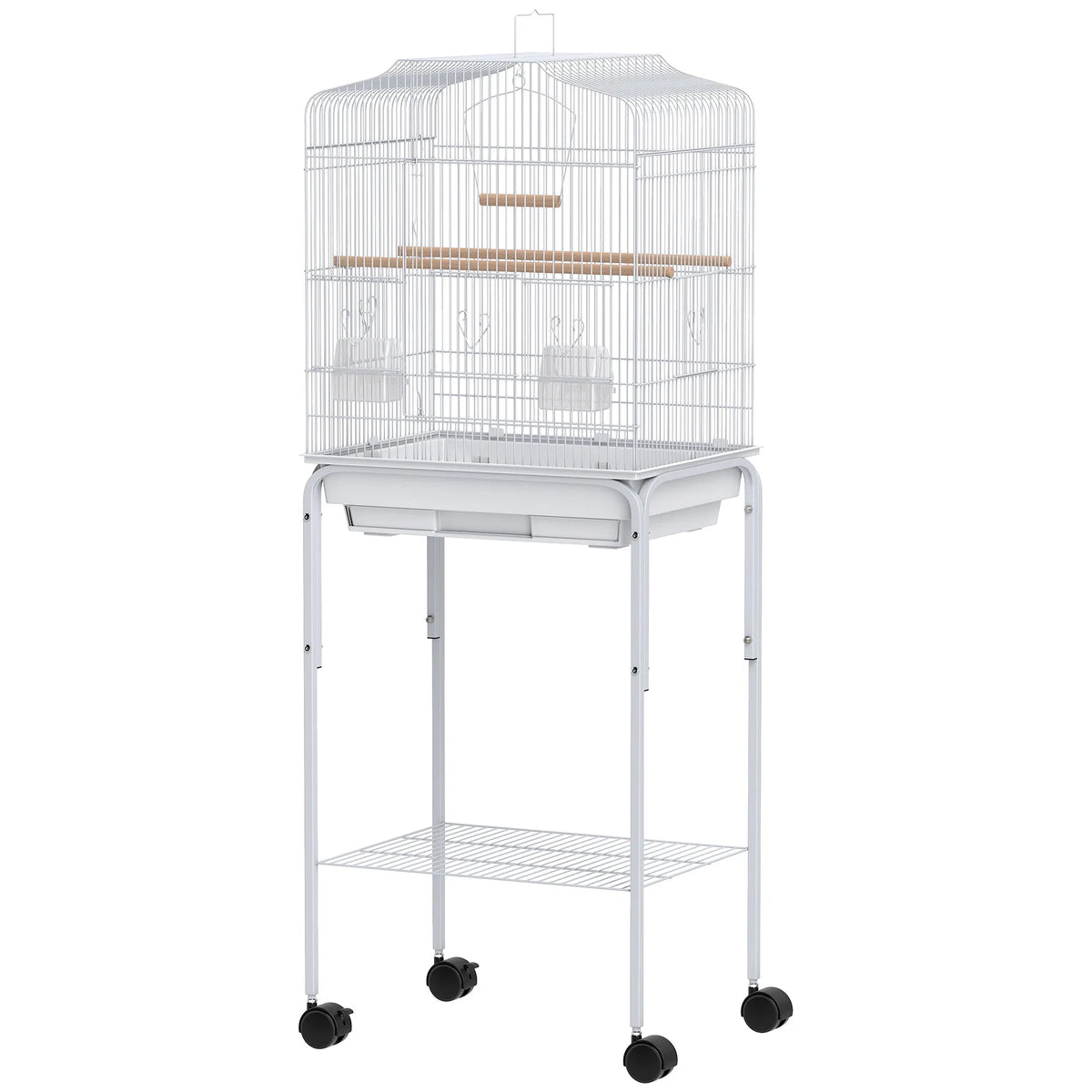 Bird Cage with Play Top and Storage Shelf for Small Birds