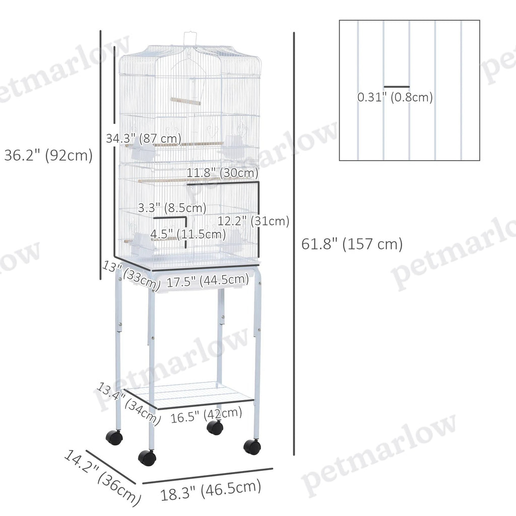Bird Cage with Play Top and Storage Shelf for Small Birds – view 3