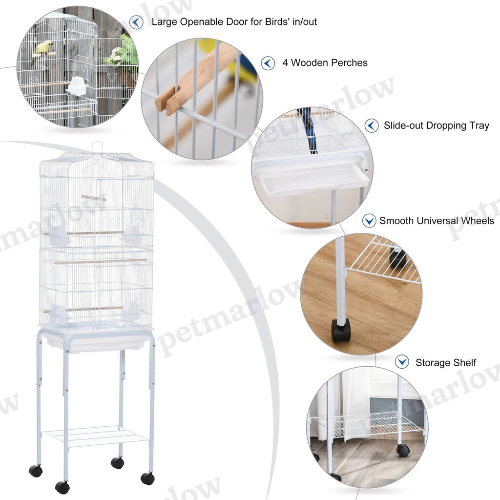 Bird Cage with Play Top and Storage Shelf for Small Birds – view 4