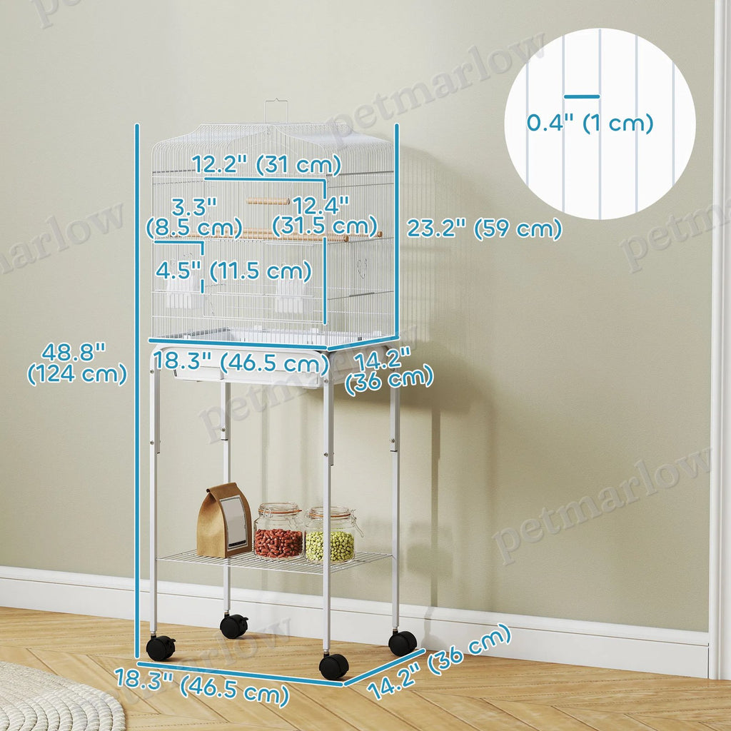 Bird Cage with Play Top and Storage Shelf for Small Birds – view 4