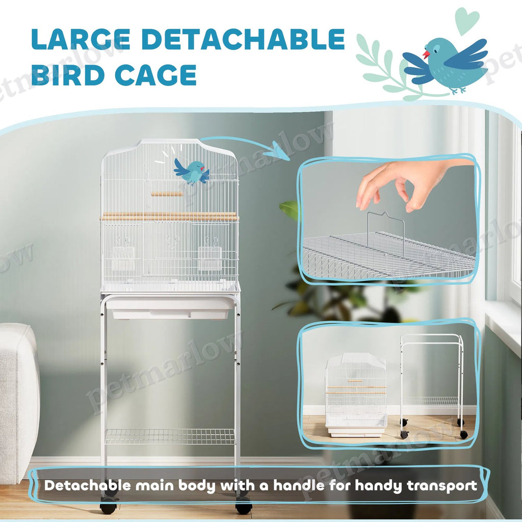 Bird Cage with Play Top and Storage Shelf for Small Birds – view 5