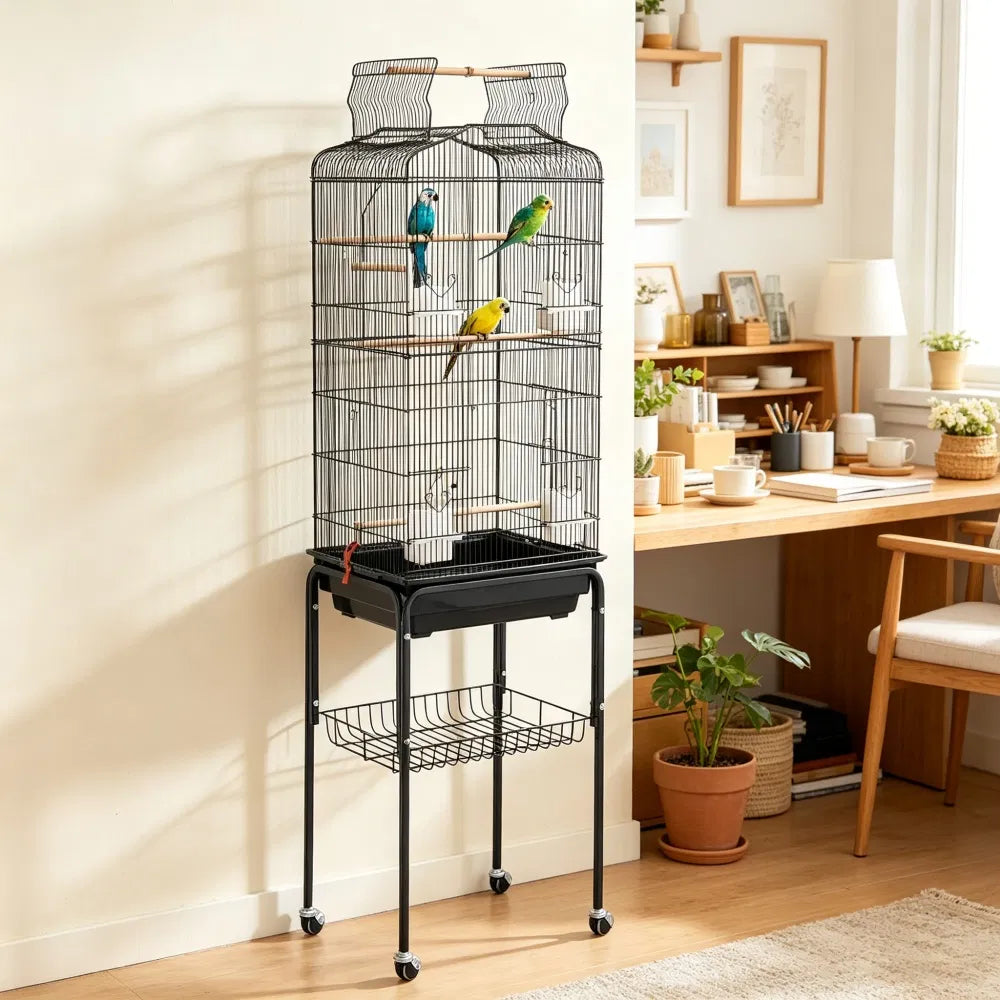 Bird Cage with Removable Sliding Tray for Easy Cleaning – view 2
