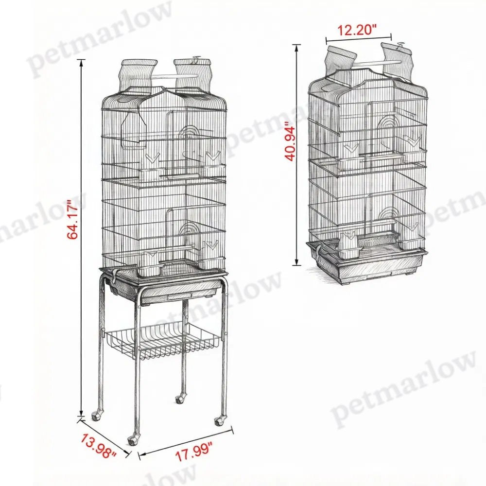 Bird Cage with Removable Sliding Tray for Easy Cleaning – view 5