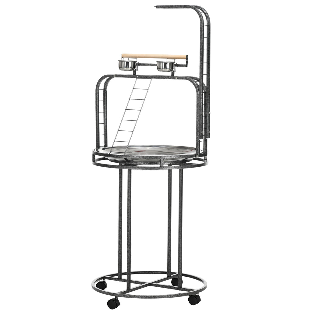 Bird Perch Stand with Toy Hook and Ladders for Exercise – gray / 740x740x120 mm