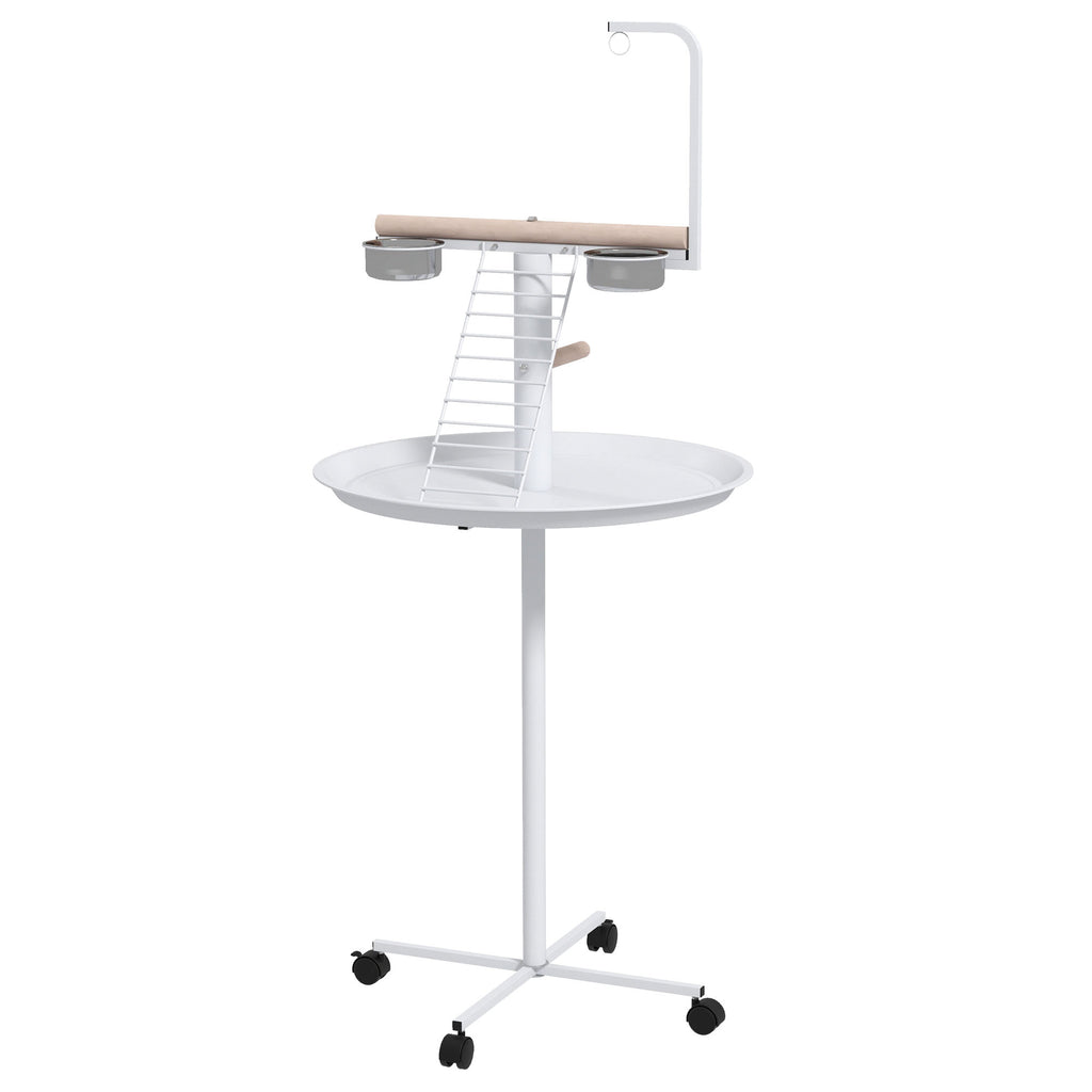 Bird Stand with Wheels for Easy Movement and Play – White / 640x640x130 mm