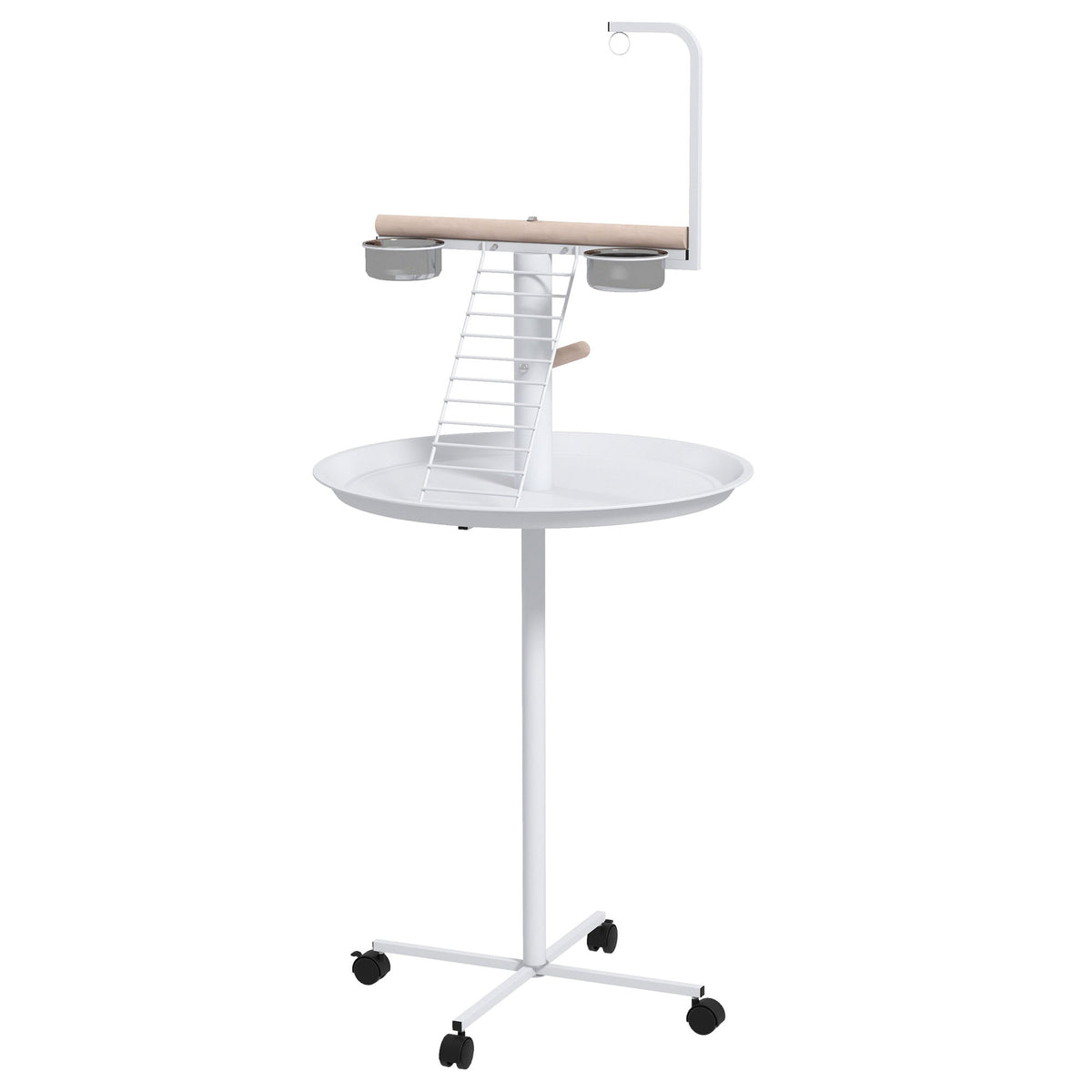 Bird Stand with Wheels for Easy Movement and Play – White / 640x640x130 mm