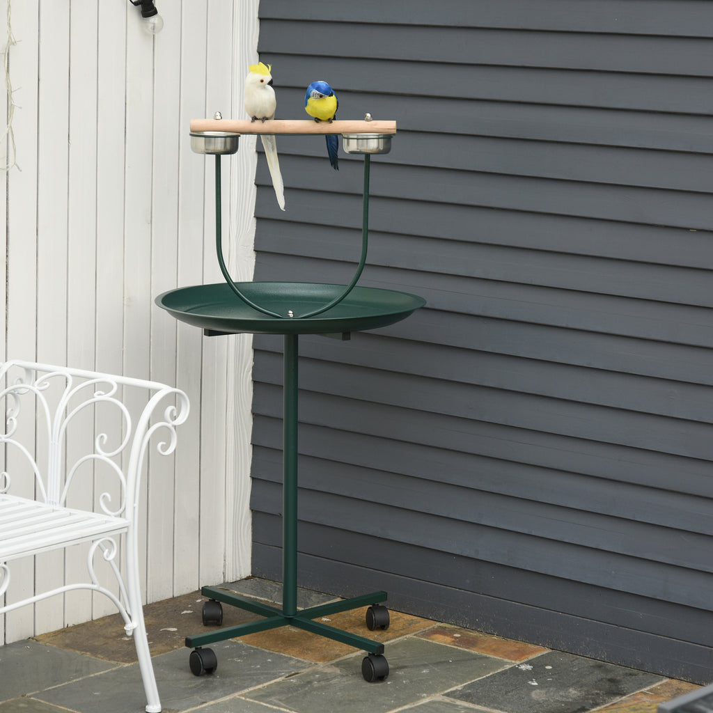 Bird Training Activity Playground With Wheels and Perch
