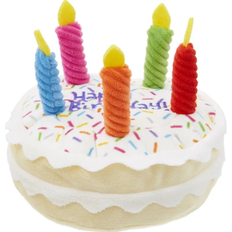 Birthday Dog Toys Set – Plush Cake, Cupcake & Bone with Squeaky Function – A