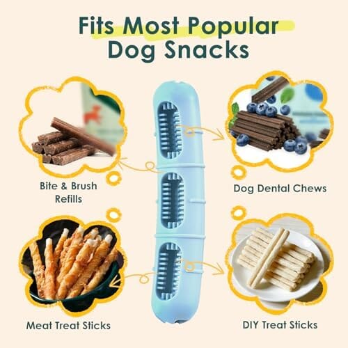 Bite and Brush Chew Toys for Dogs - Dental Chew Toy with Bristles for Teeth Cleaning