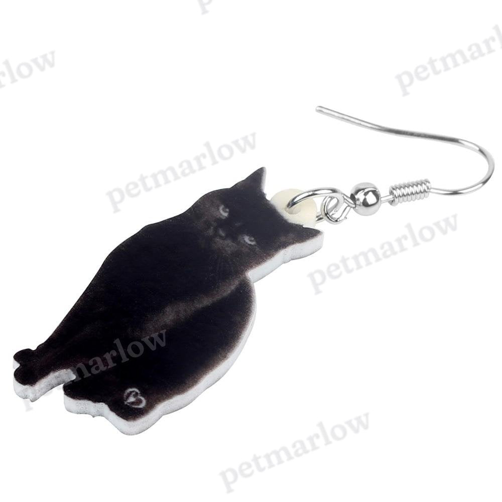 Black Cat Drop Dangle Earrings – view 2