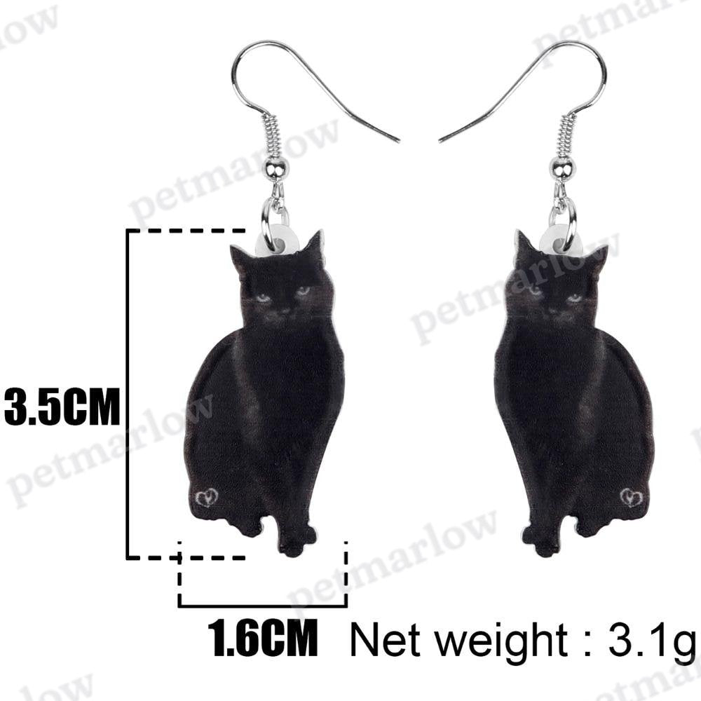 Black Cat Drop Dangle Earrings – view 5