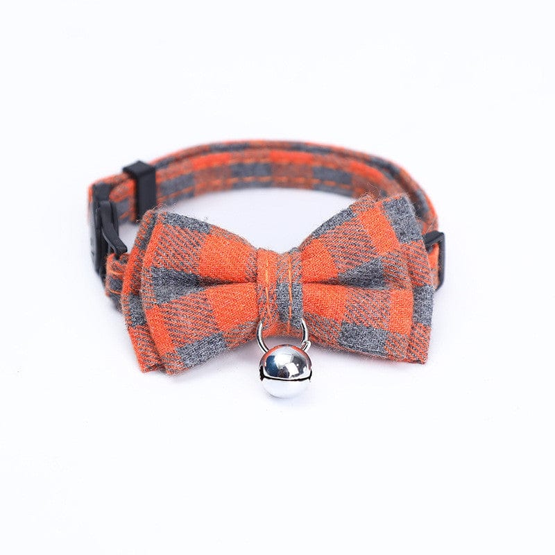Bow Tie Cat Collar with Bell – Orange