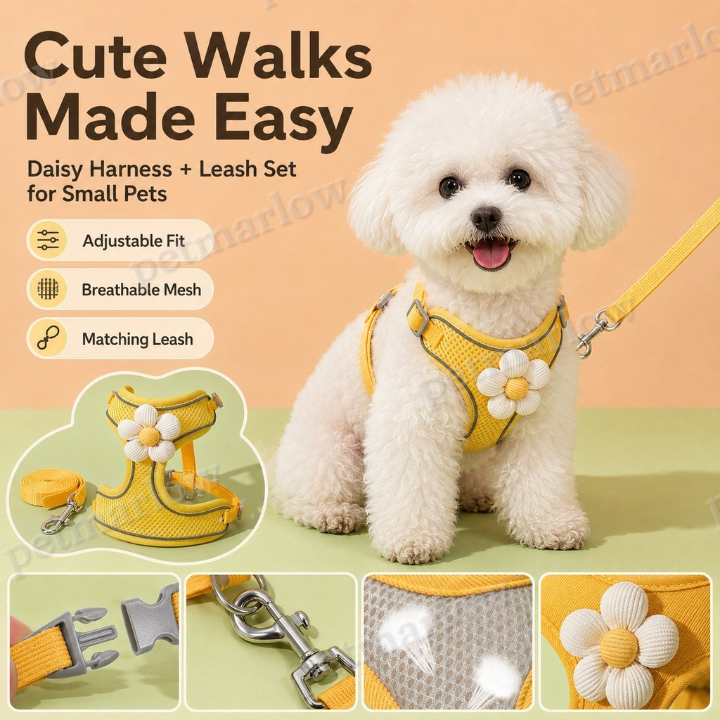 Breathable 3D Mesh Adjustable Harness & Leash Set (Small Pets) – view 3
