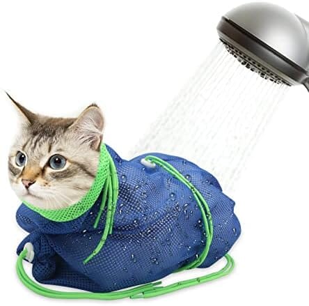 Breathable Mesh Cat Shower Bag Anti Scratch Adjustable Cat Grooming Bag