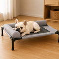 Breathable Mesh & Wipe-Clean Elevated Dog Cot – Grey / Large