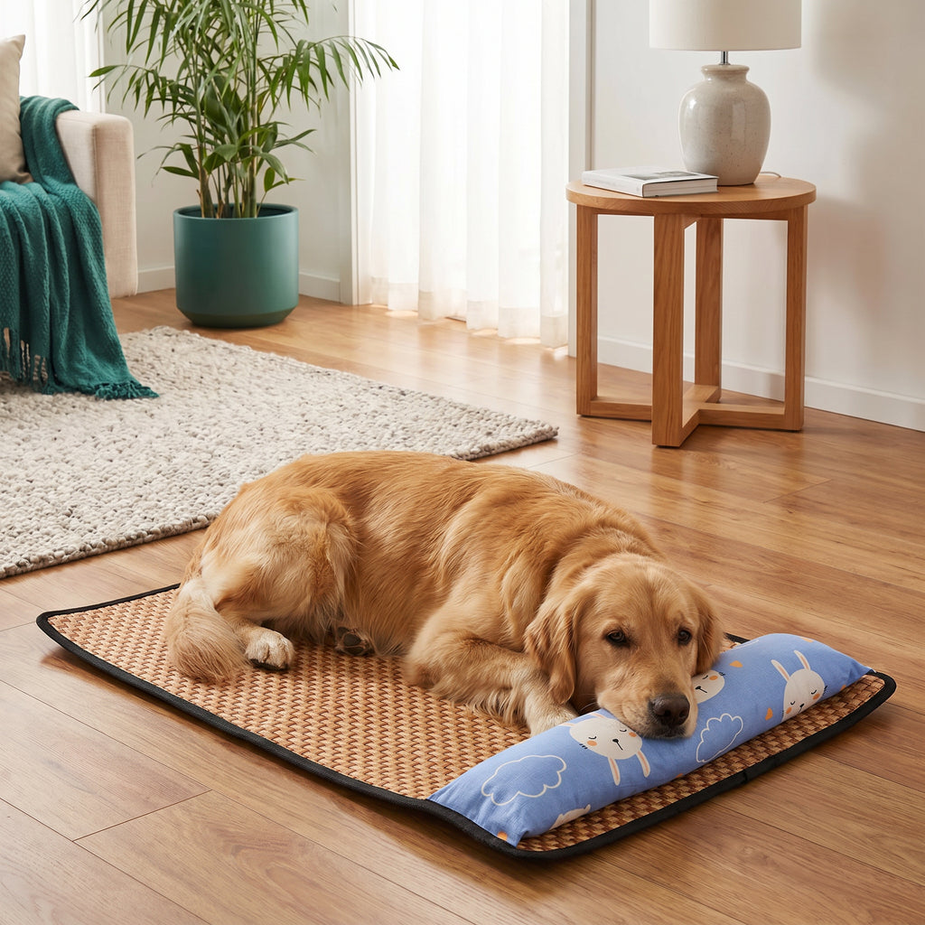 Breathable Rattan Dog Cooling Mat – Blue / 41cm×31cm
