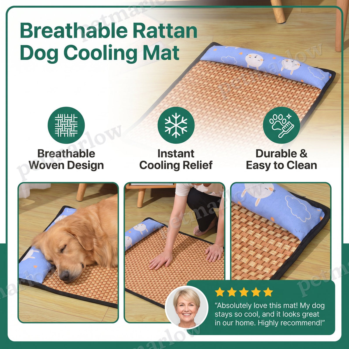 Breathable Rattan Dog Cooling Mat – view 6