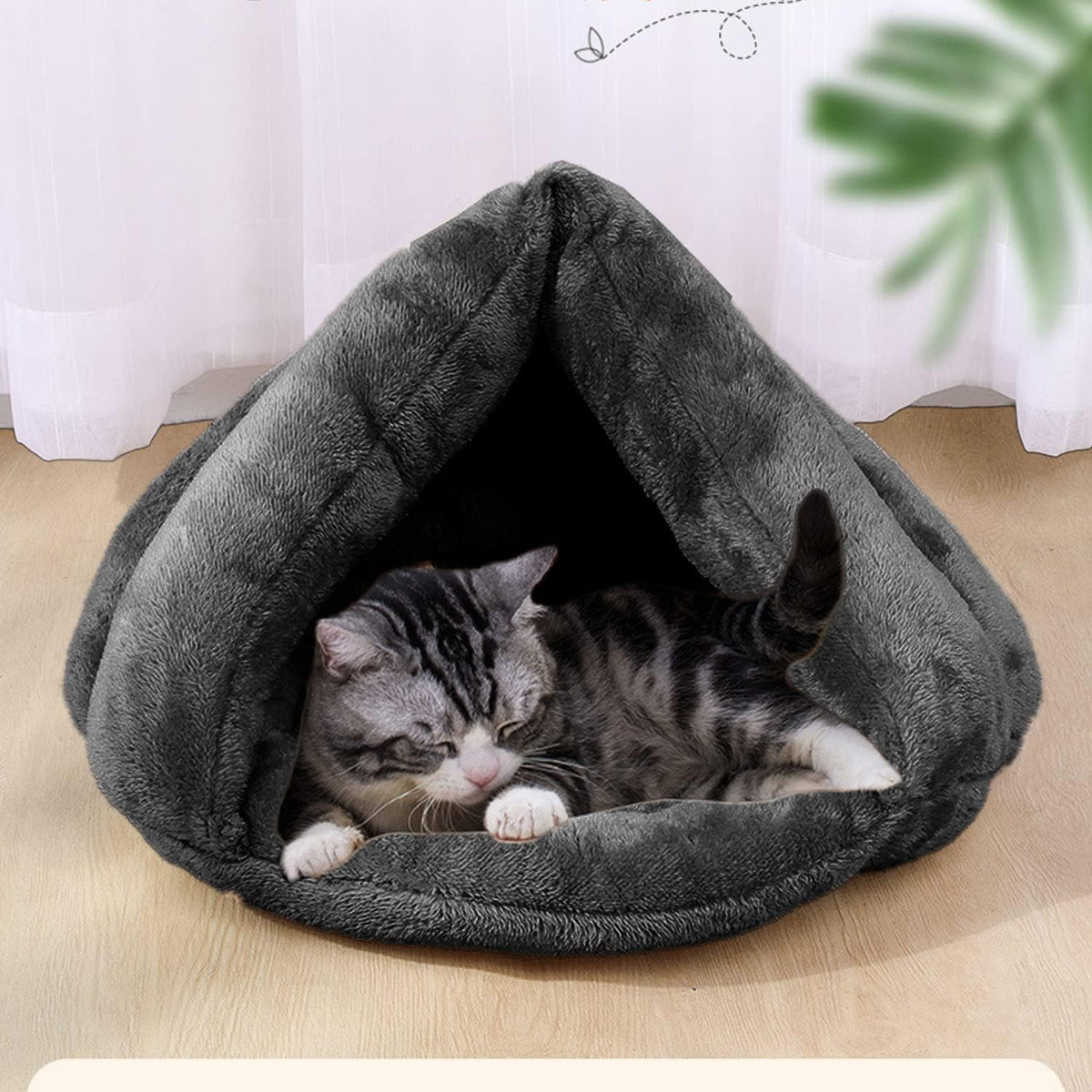 Plush Velvet Cat Cave Bed for Warmth and Comfort – view 12