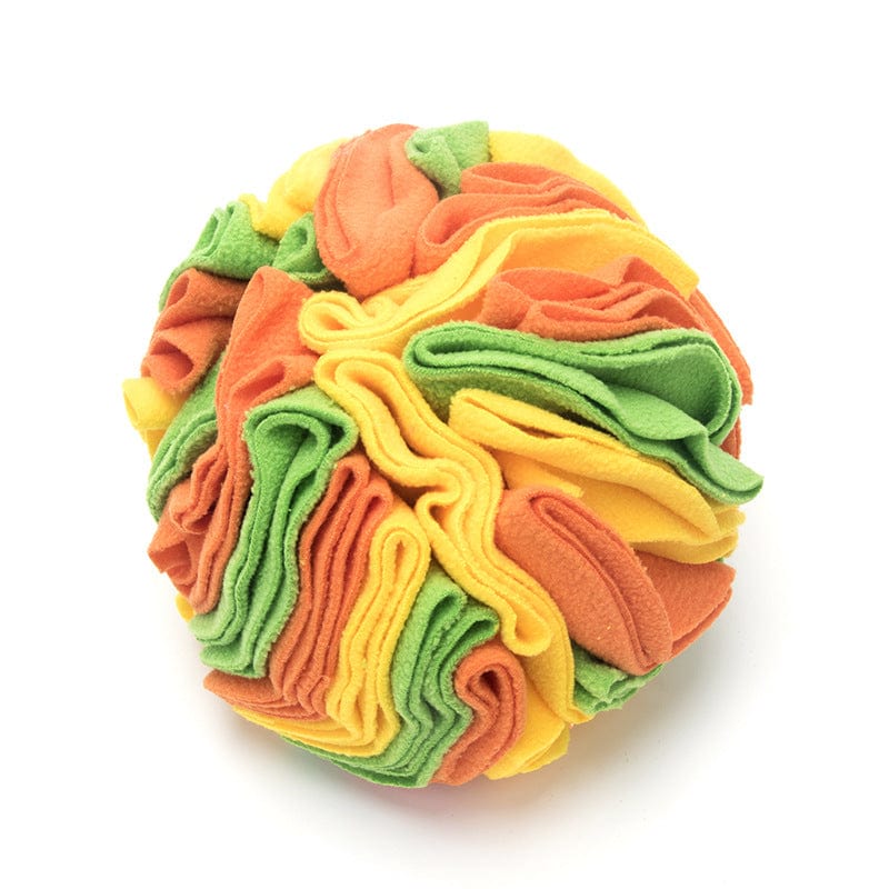 Interactive Snuffle Puzzle Ball for Dog Enrichment – Orange green yellow