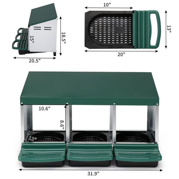 3 Compartment Chicken Nesting Box for Poultry Comfort – view 8